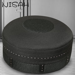 Nisah Black Mesh Kufi Islamic Prayer Cap for Men Premium Polyester Fabric