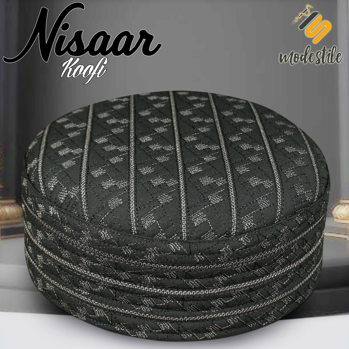 Modestile Nisaar Embriodered Stylish Prayer Islamic Kufi Hat For Men's Traditional Headwear