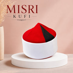 Premium red and white Turkish style Misri Kufi cap by MODESTILE made from high quality polyester
