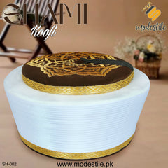 Men’s Premium Shami Cap SH-002 – Traditional Embroidered Muslim Prayer Hat