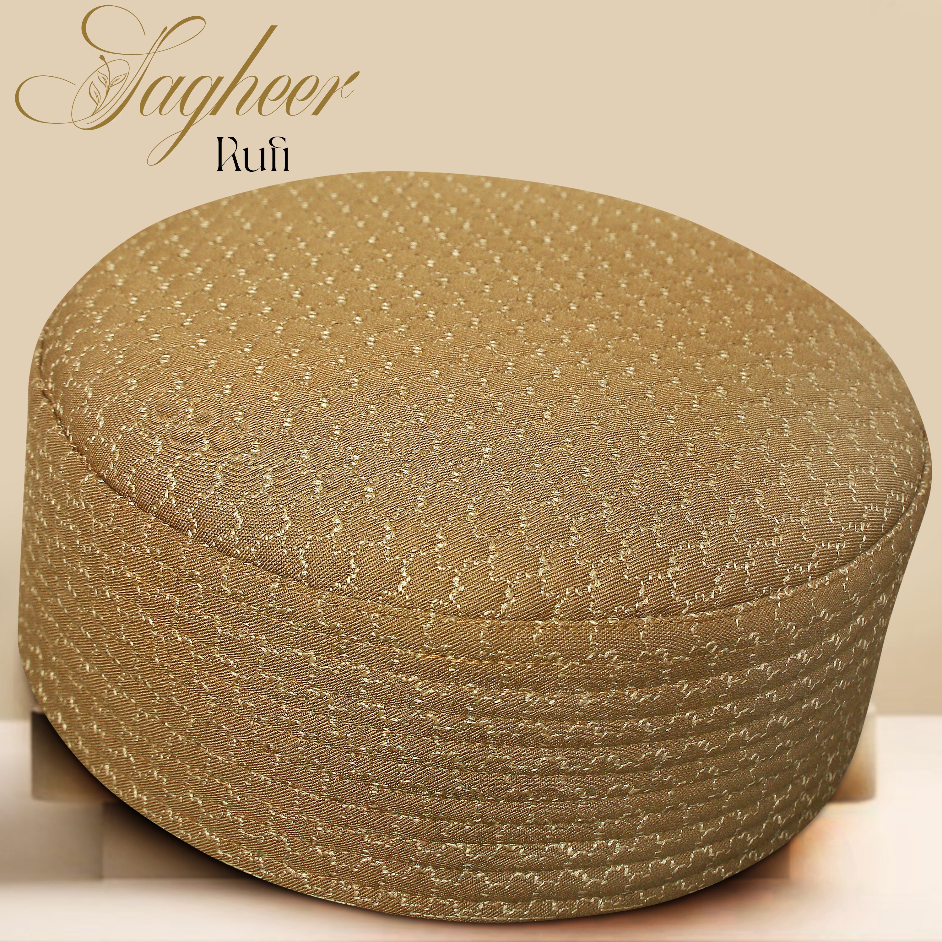 Sagheer Kufi Premium Polyester Cotton Islamic Prayer Cap Golden