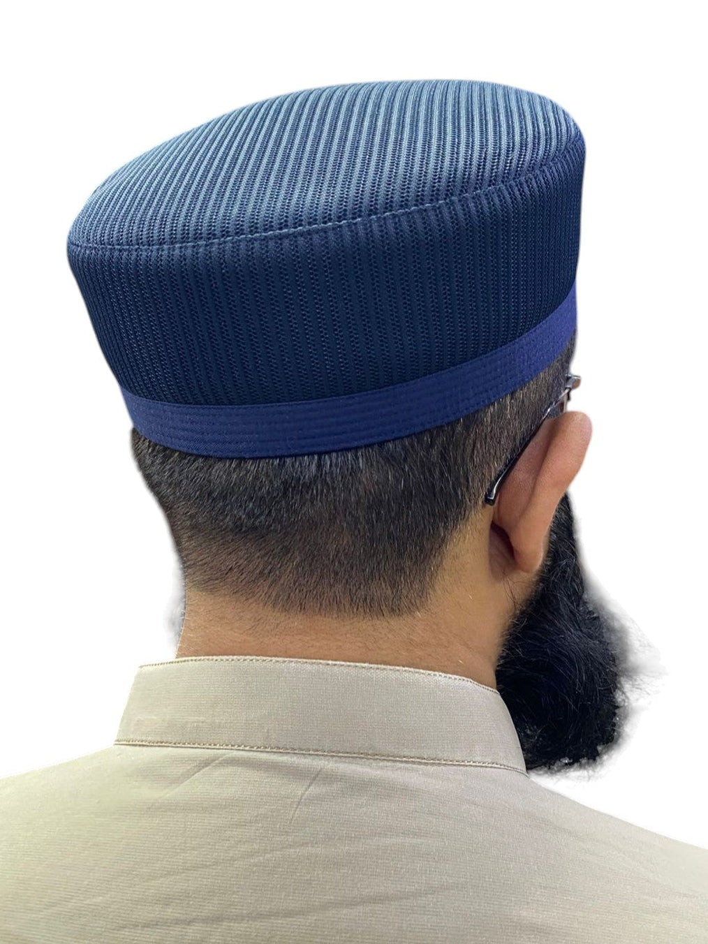 Premium Prayer Islamic Namaz Topi Blue Color In Mesh Fabric