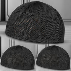 Turkey Knitted Kufi Cap (Pack of 3) – Premium Lightweight Turkish Style Islamic Cap