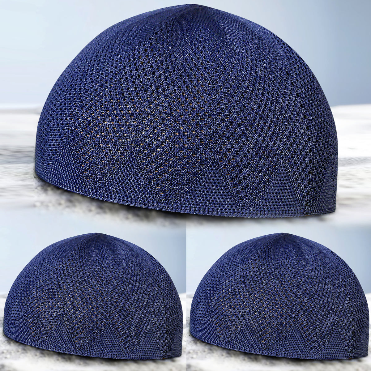 Turkey Knitted Kufi Cap (Pack of 3) – Premium Lightweight Turkish Style Islamic Cap