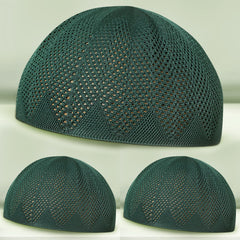 Turkey Knitted Kufi Cap (Pack of 3) – Premium Lightweight Turkish Style Islamic Cap