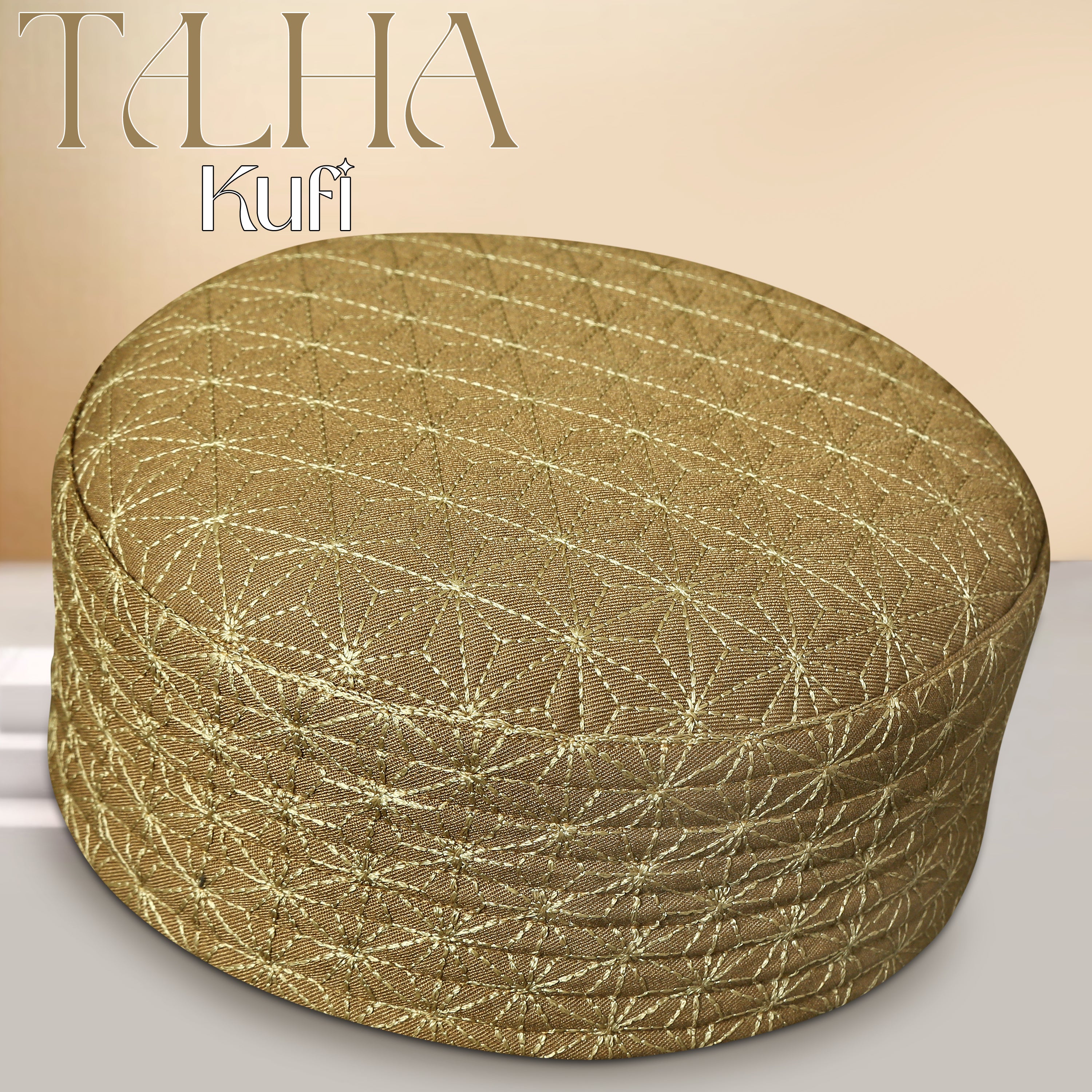 Gold Talha Hard Kufi Luxury Embroidered Kufi for Men