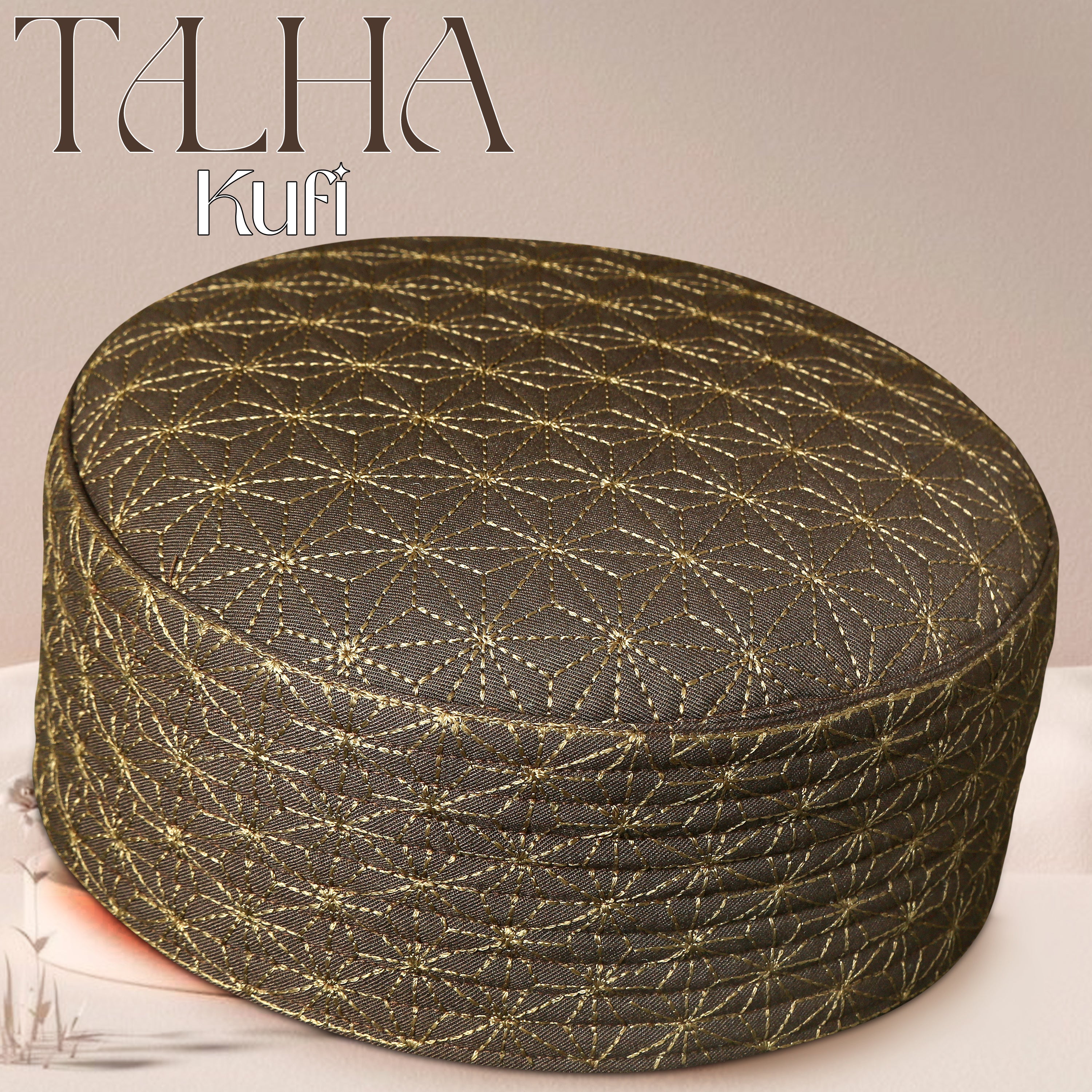 Brown Talha Hard Kufi Traditional Muslim Prayer Hat