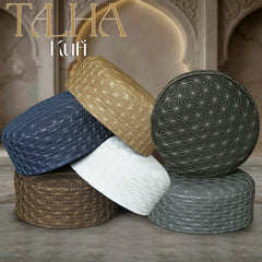 Talha Hard Kufi Premium Embroidered Islamic Prayer Cap