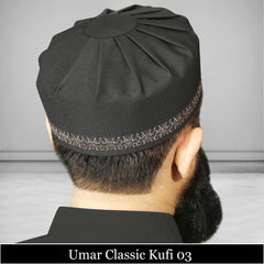 Umar Classic Kufi 03 – Embroidered Islamic Prayer Cap for Men