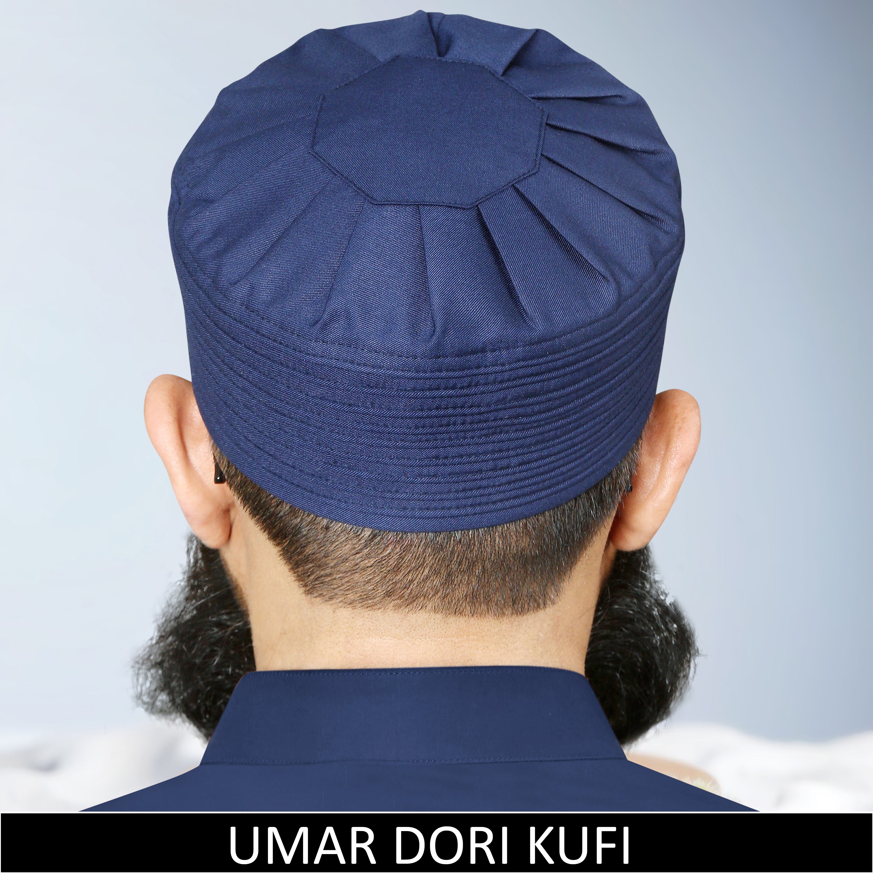 Umar Dori Kufi Cap Premium Islamic Prayer Cap for Men Blue Namaz Topi
