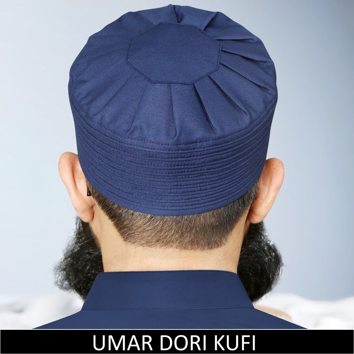 Umar Dori Kufi Cap Premium Islamic Prayer Cap for Men Blue Namaz Topi