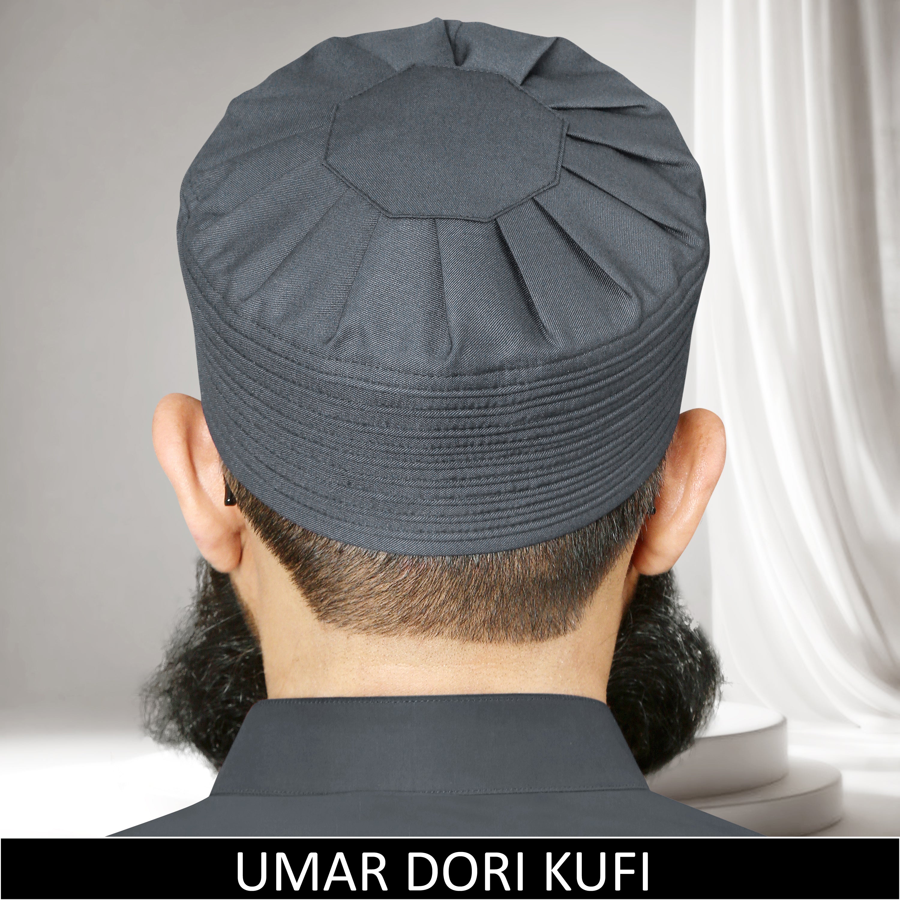 Umar Dori Kufi Cap Premium Islamic Prayer Cap for Men Gray Namaz Topi