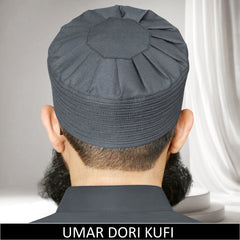 Umar Dori Kufi Cap Premium Islamic Prayer Cap for Men Gray Namaz Topi