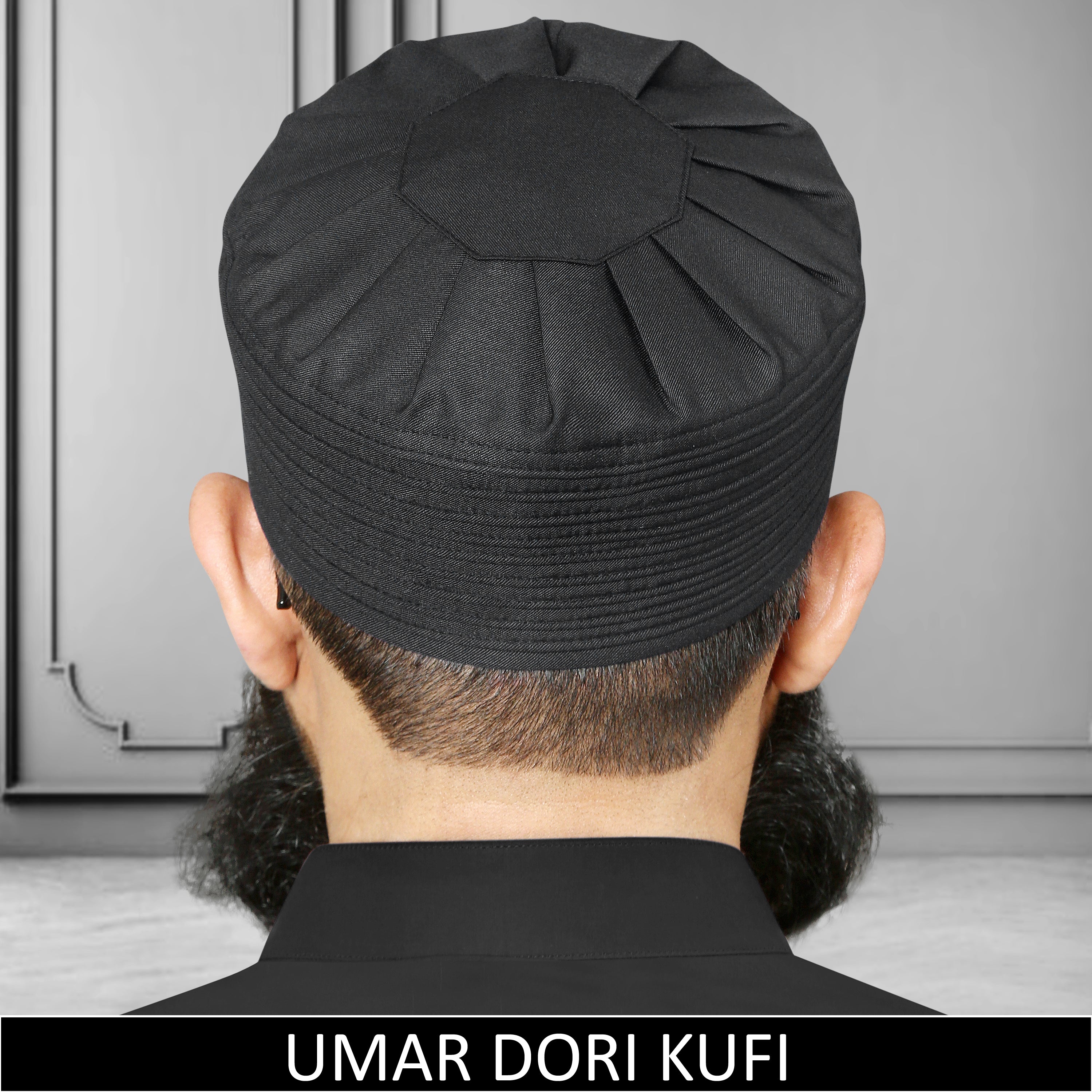 Umar Dori Kufi Cap Premium Islamic Prayer Cap for Men Black Namaz Topi