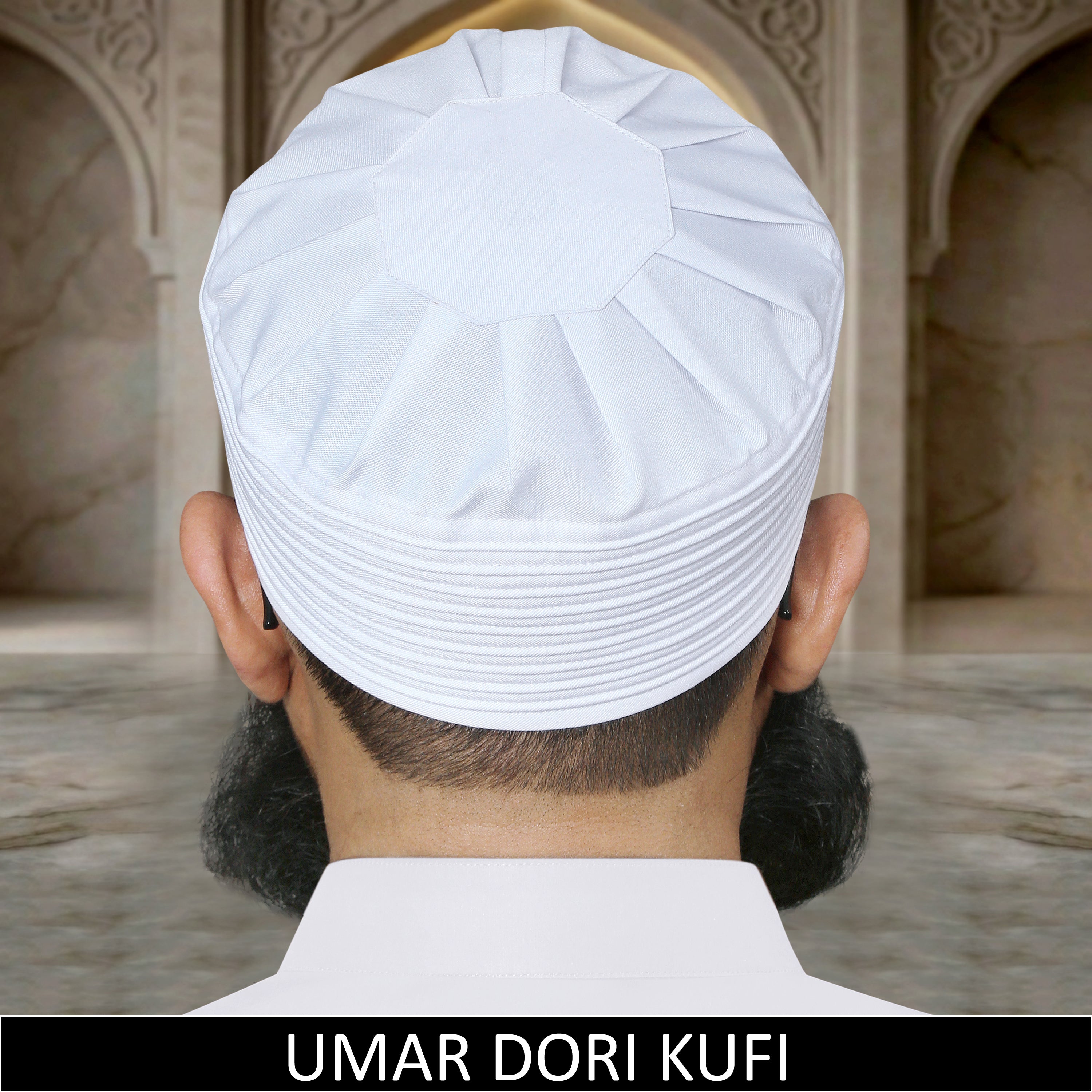 Umar Dori Kufi Cap Premium Islamic Prayer Cap for Men White Namaz Topi