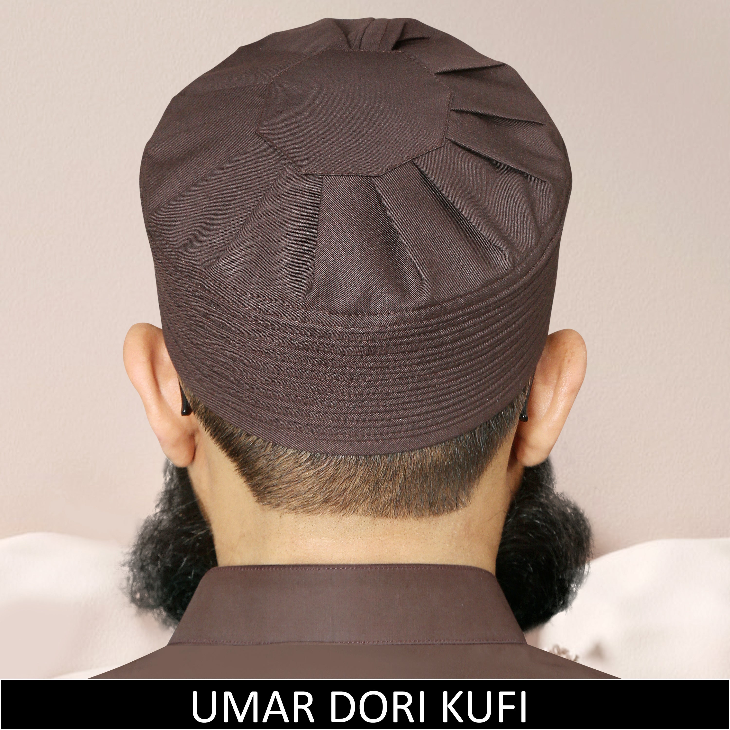 Umar Dori Kufi Cap Premium Islamic Prayer Cap for Men Brown Namaz Topi