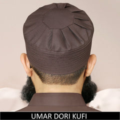 Umar Dori Kufi Cap Premium Islamic Prayer Cap for Men Brown Namaz Topi