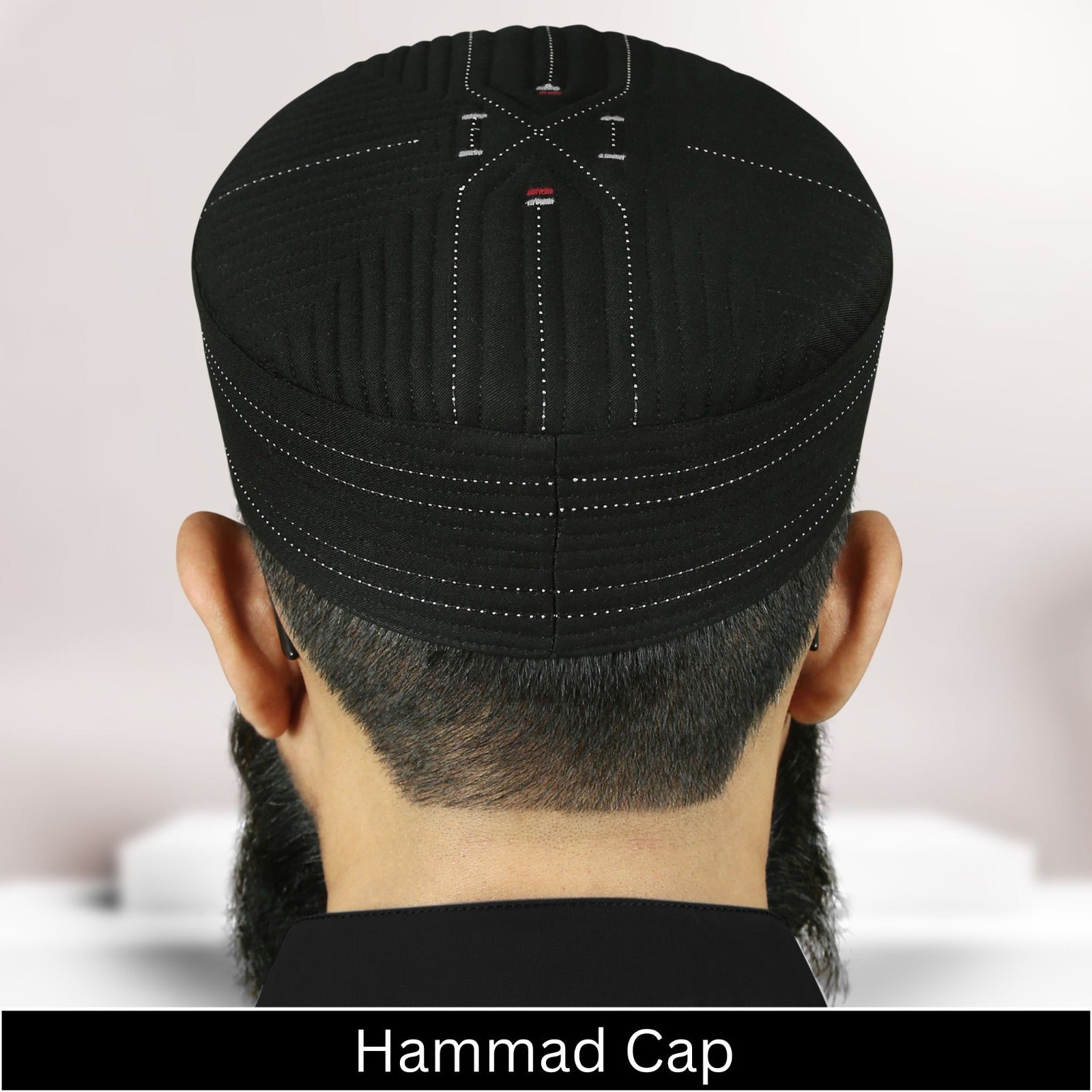 Black Hammad Kufi Prayer Cap – Traditional Koofi Muslim Namaz Topi