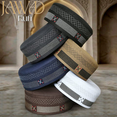 Jawad Embroidered Kufi Collection Islamic Prayer Caps for Men Premium Polyester Fabric