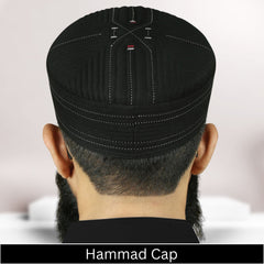 Black Hammad Kufi Prayer Cap – Traditional Koofi Muslim Namaz Topi