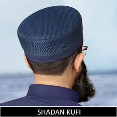 Blue Shadan Mesh Koofi Brimless Islamic Prayer Cap