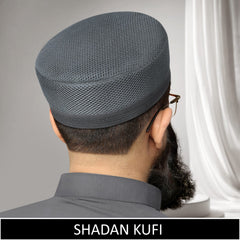 Gray Shadan Mesh Koofi Brimless Islamic Prayer Cap