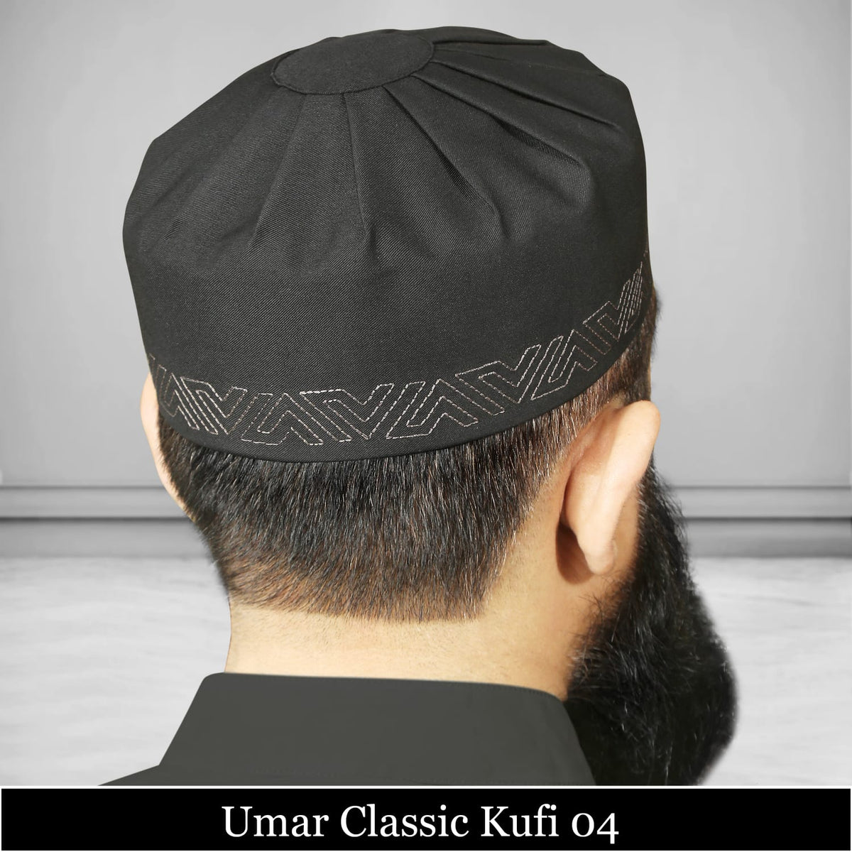 Umar Classic Kufi 04 – Geometric Embroidered Islamic Prayer Cap for Men