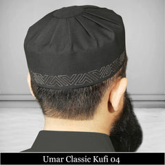 Umar Classic Kufi 04 – Geometric Embroidered Islamic Prayer Cap for Men