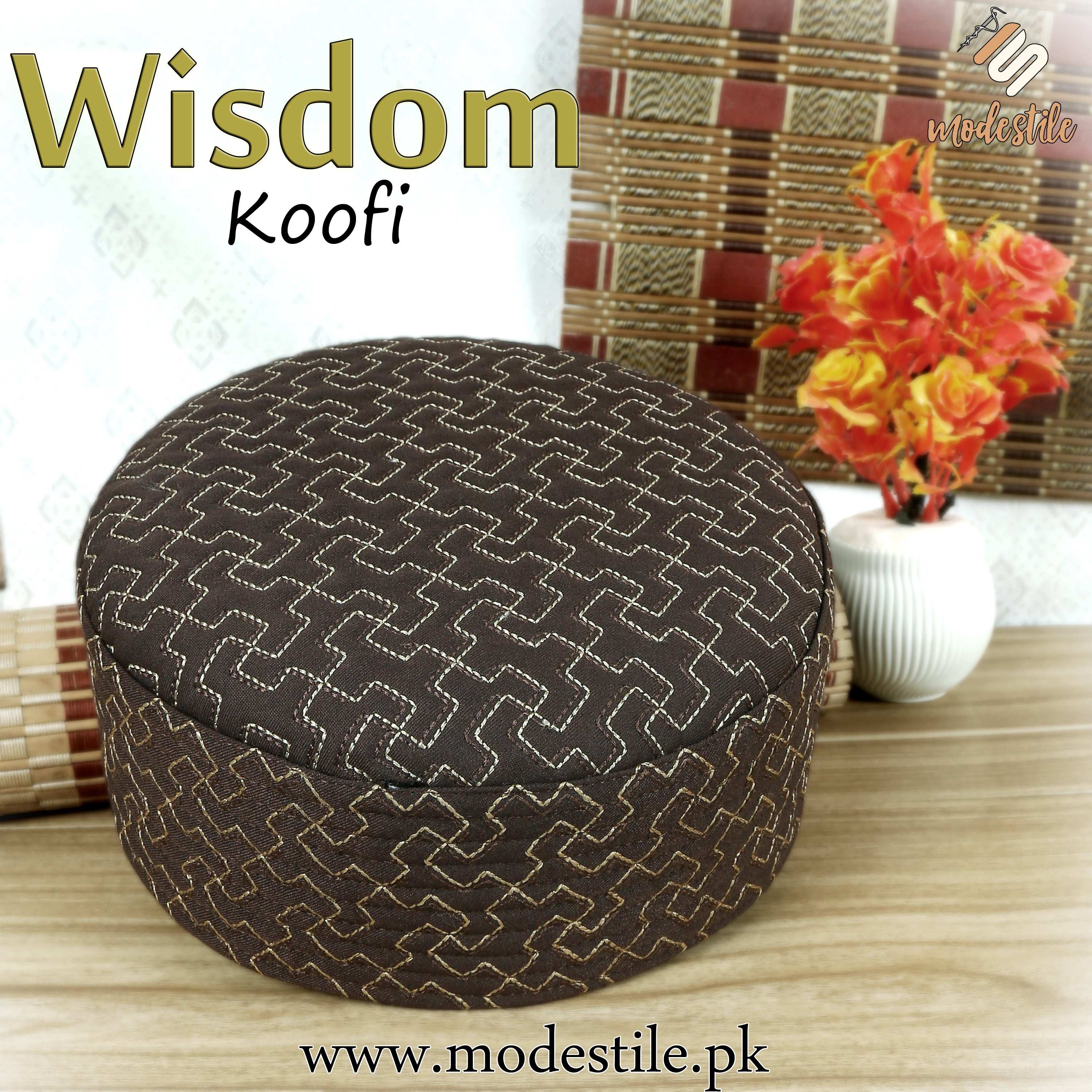 Modestile Wisdom  Embriodered Prayer Islamic Kufi Hat For Men's Traditional Headwear